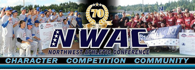 Northwest Athletic Conference NWAC baseball Sports Banner Image. NWAC Slogan: Character, Competition, Community