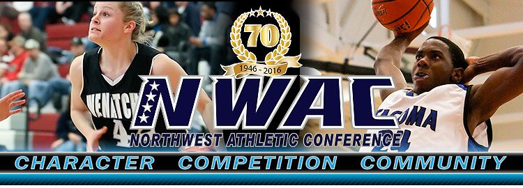 Northwest Athletic Conference NWAC basketball Sports Banner Image. NWAC Slogan: Character, Competition, Community