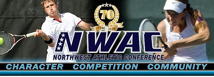 Northwest Athletic Conference NWAC tennis Sports Banner Image. NWAC Slogan: Character, Competition, Community