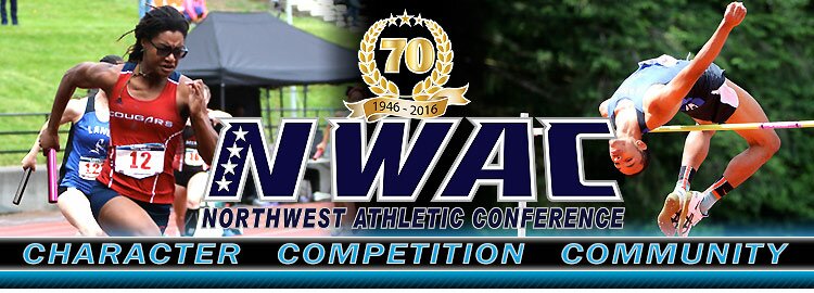 Northwest Athletic Conference NWAC track Sports Banner Image. NWAC Slogan: Character, Competition, Community